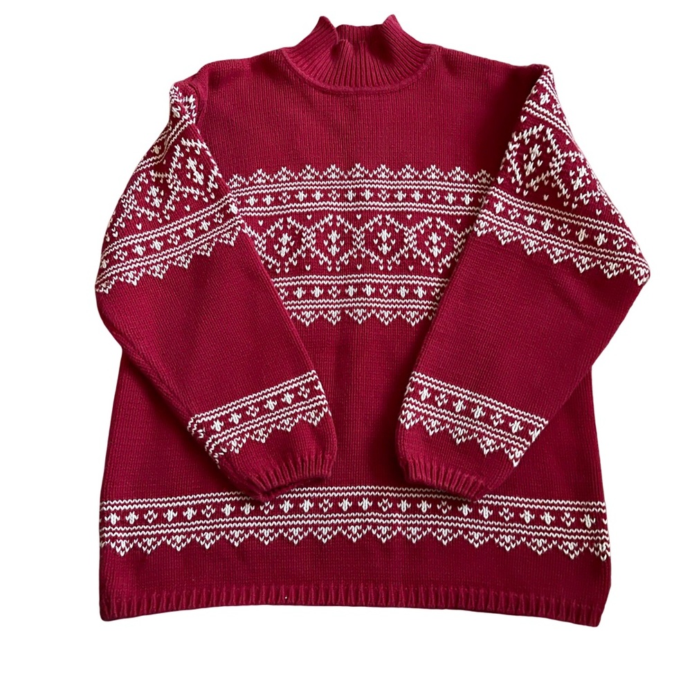 Talbots Red And White Holiday Sweater. Acrylic. Very nice. Size M